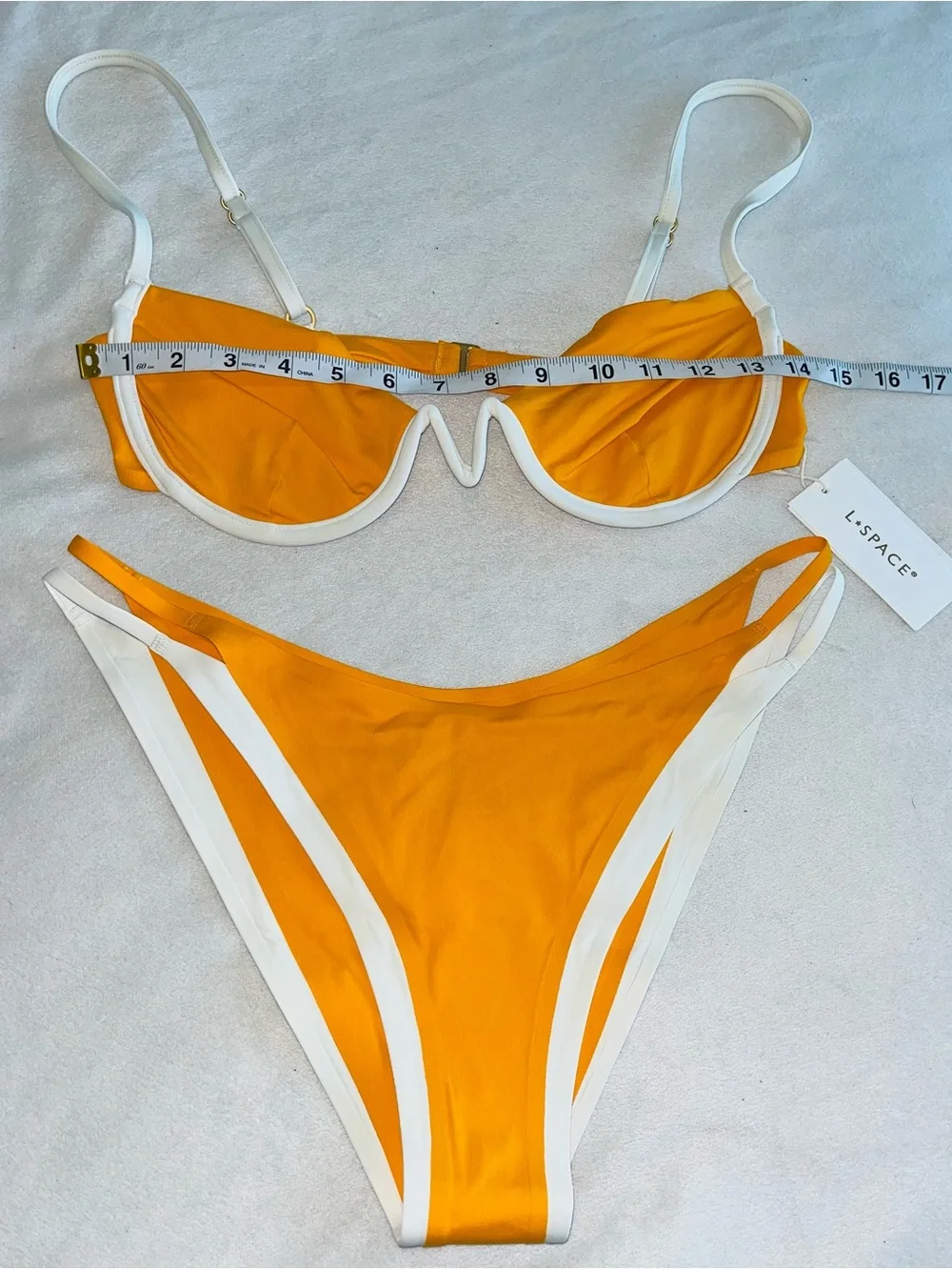 L*Space Bikini Set Niko Top & Billie Bikini Bottoms Mango/Cream Large Resortwear